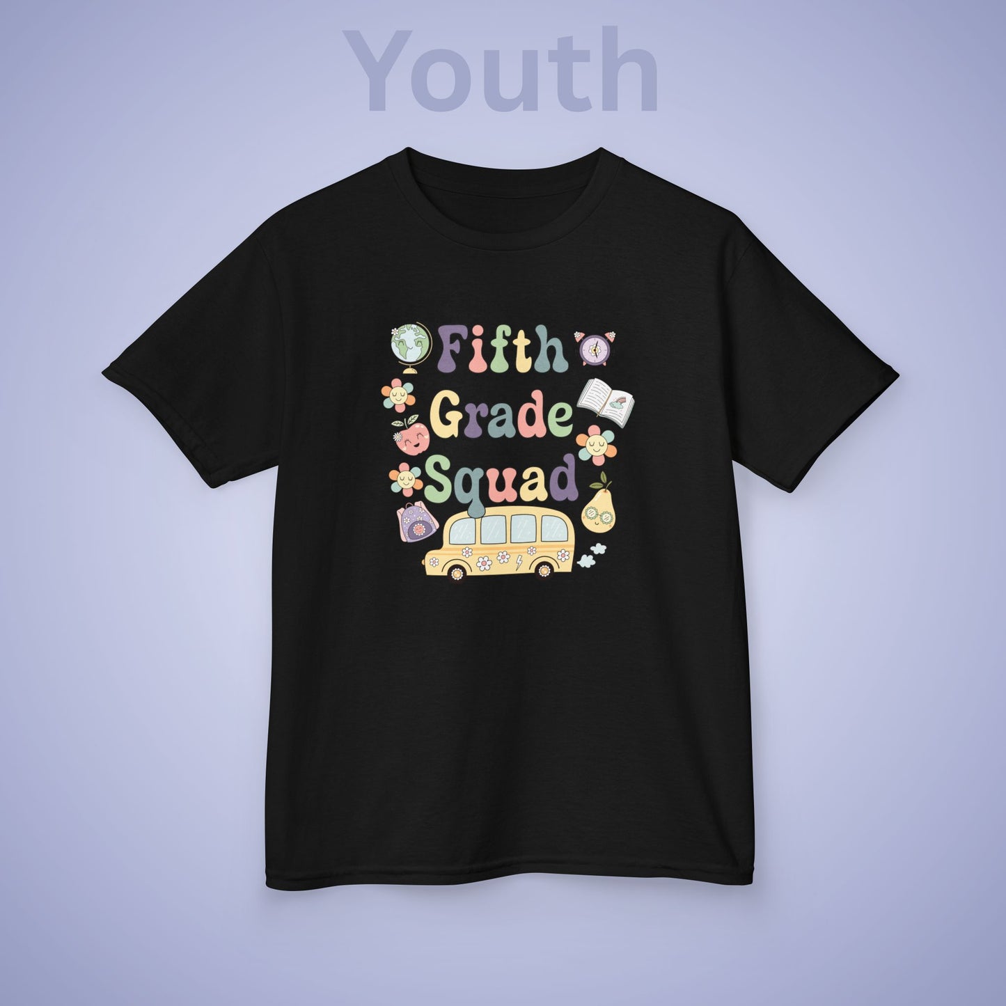 Fifth Grade Squad Retro Fun Kids Cotton T Shirt Back To School Youth