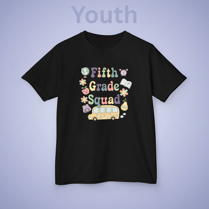 Fifth Grade Squad Retro Fun Kids Cotton T Shirt Back To School Youth