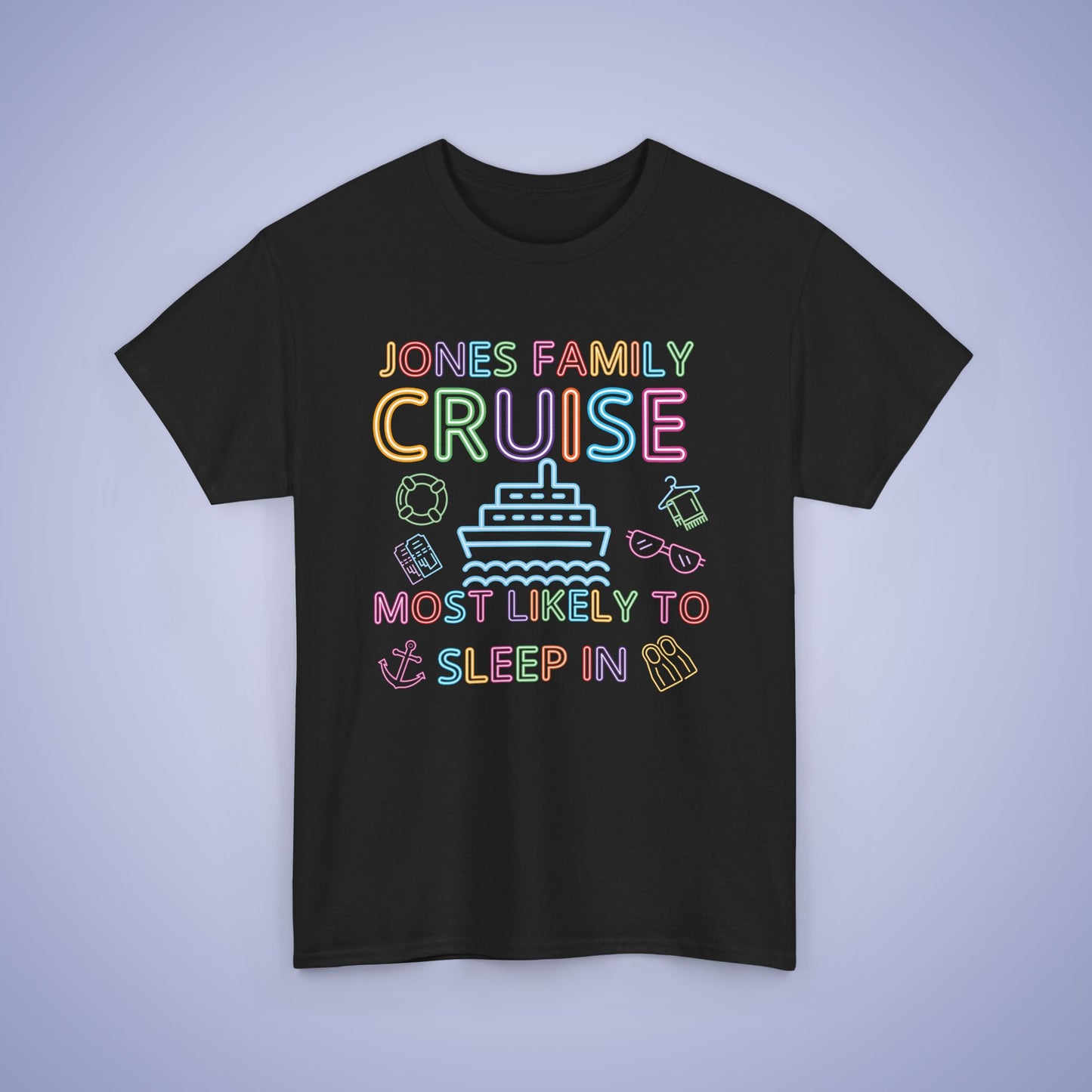 Family Funny Cruise MATCHING Neon Personalized Most Likely to Sleep In T Shirt Unisex