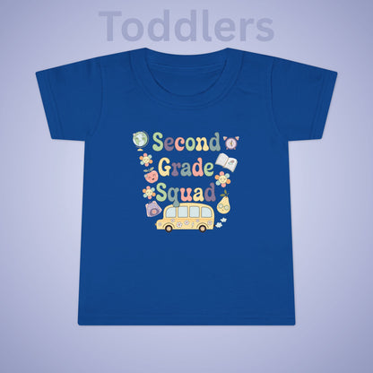 Second Grade Squad Retro Fun Kids Cotton T Shirt Back To School Toddler
