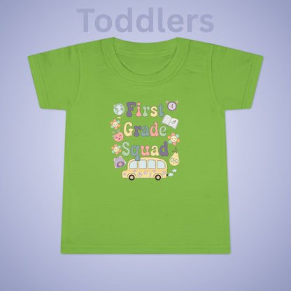 First Grade Squad Retro Fun Kids Cotton T Shirt Back To School Toddler