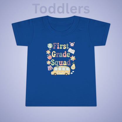First Grade Squad Retro Fun Kids Cotton T Shirt Back To School Toddler