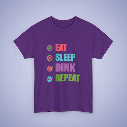 Eat Sleep Dink Repeat Funny Pickleball T Shirt Coloured Text Design