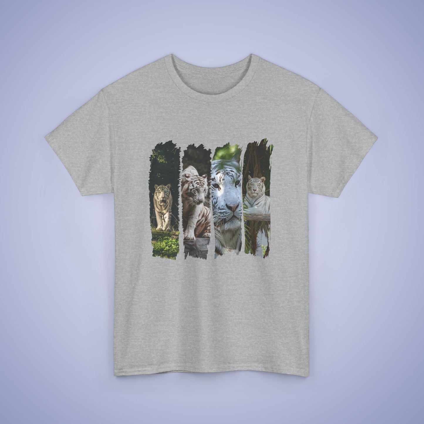 White Tigers Paint Brush Stroke Photographic Unisex Oversized T Shirt