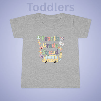 Fourth Grade Squad Fun Retro Kids Cotton T Shirt Back To School Toddler