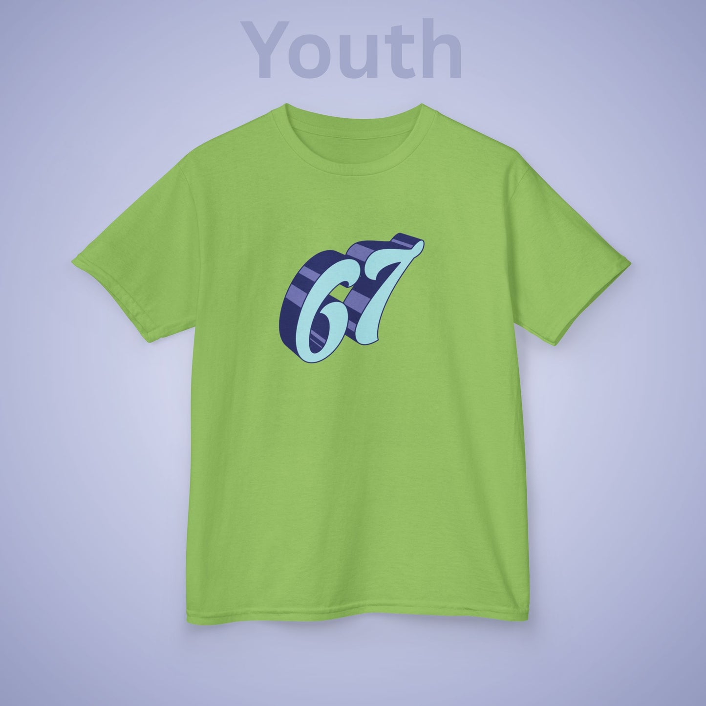 Blue Word Art 67 Tee Fun Trending Kids Cotton T Shirt Six Seven Youth