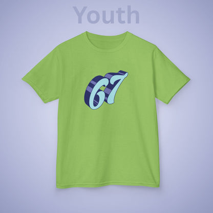 Blue Word Art 67 Tee Fun Trending Kids Cotton T Shirt Six Seven Youth