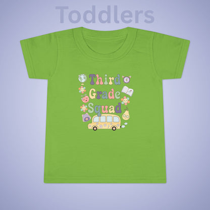 Third Grade Squad Fun Retro Kids Cotton T Shirt Back To School Toddler