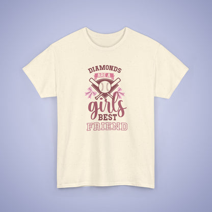 Diamonds Are a Girls Best Friend Baseball Coquette Bow Pink Graphic Sports Unisex T Shirt