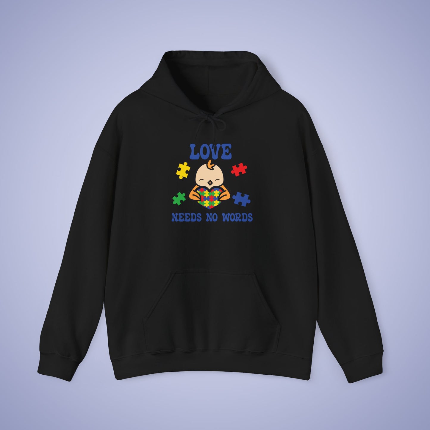 Love Needs No Words Chicken Lover Graphic Autism Awareness Hoodie Unisex