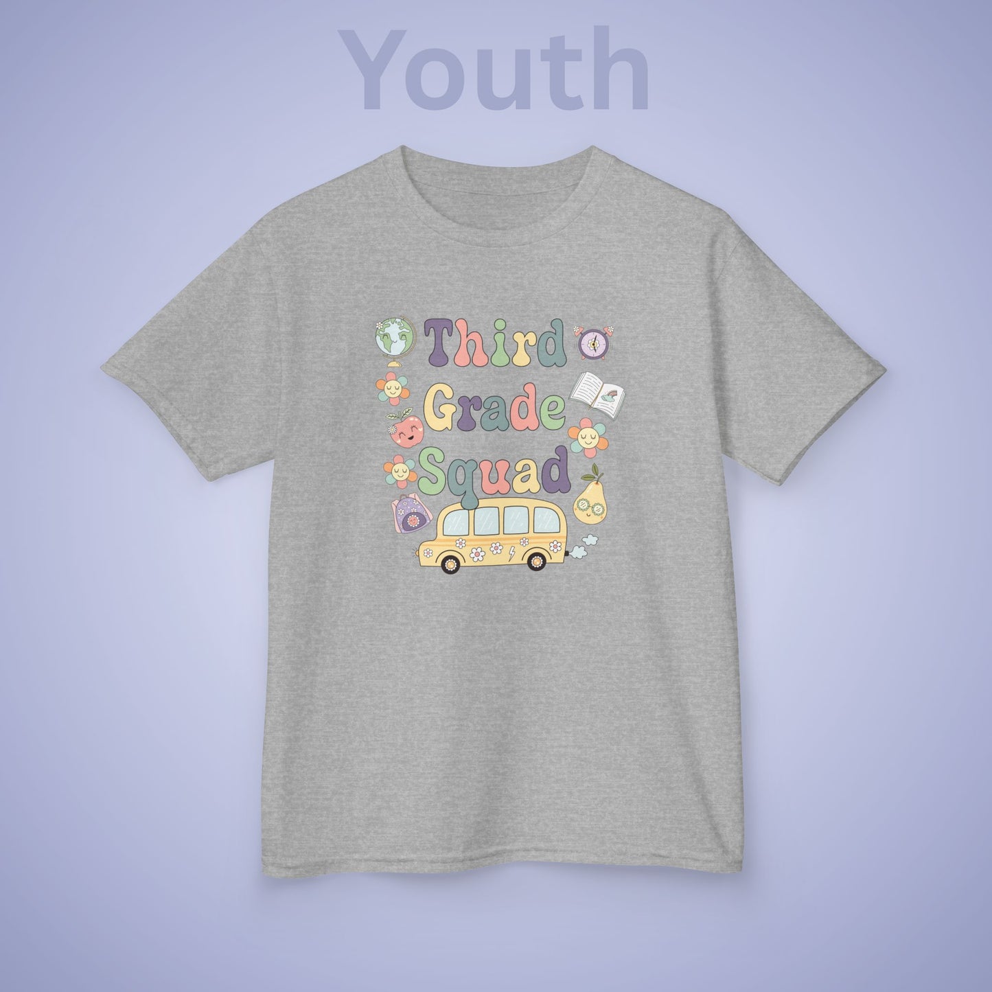 Third Grade Squad Retro Fun Kids Cotton T Shirt Back To School Youth