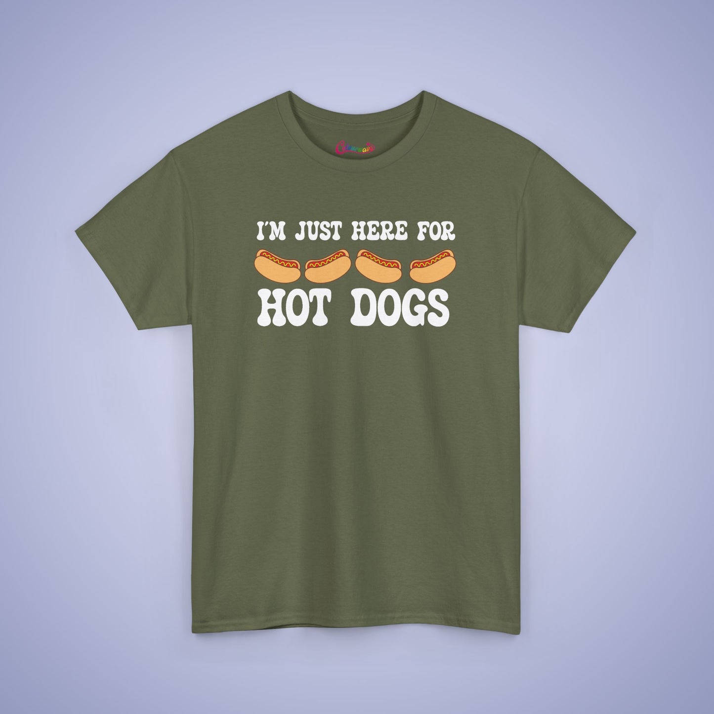 I'm Just Here for the Hot Dogs Funny Hot Dog T-Shirt | Hot Dog Lover Gift White