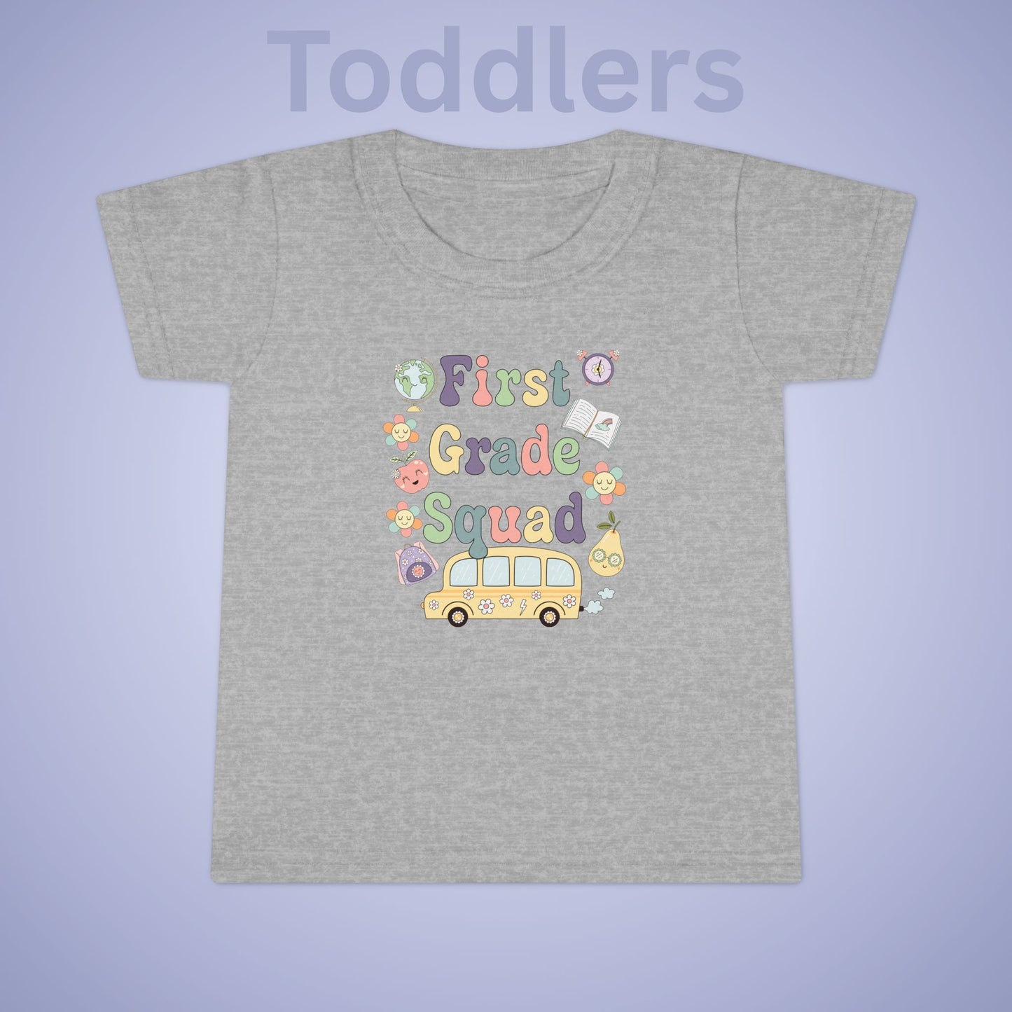 First Grade Squad Retro Fun Kids Cotton T Shirt Back To School Toddler
