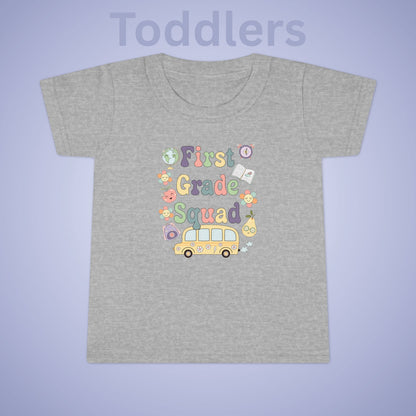 First Grade Squad Retro Fun Kids Cotton T Shirt Back To School Toddler