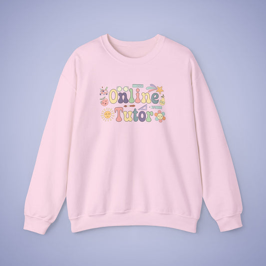 Online Tutor Teacher Crewneck Sweatshirt Retro Unisex Back to School