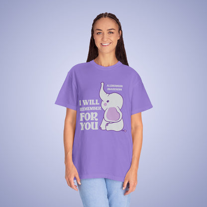 I Will Remember For You Grey Elephant Alzheimers Awareness Comfort Colors T Shirt Unisex