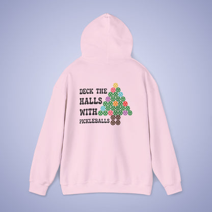 Deck the Halls with Pickleballs Christmas Hoodie Graphic Design Sweatshirt