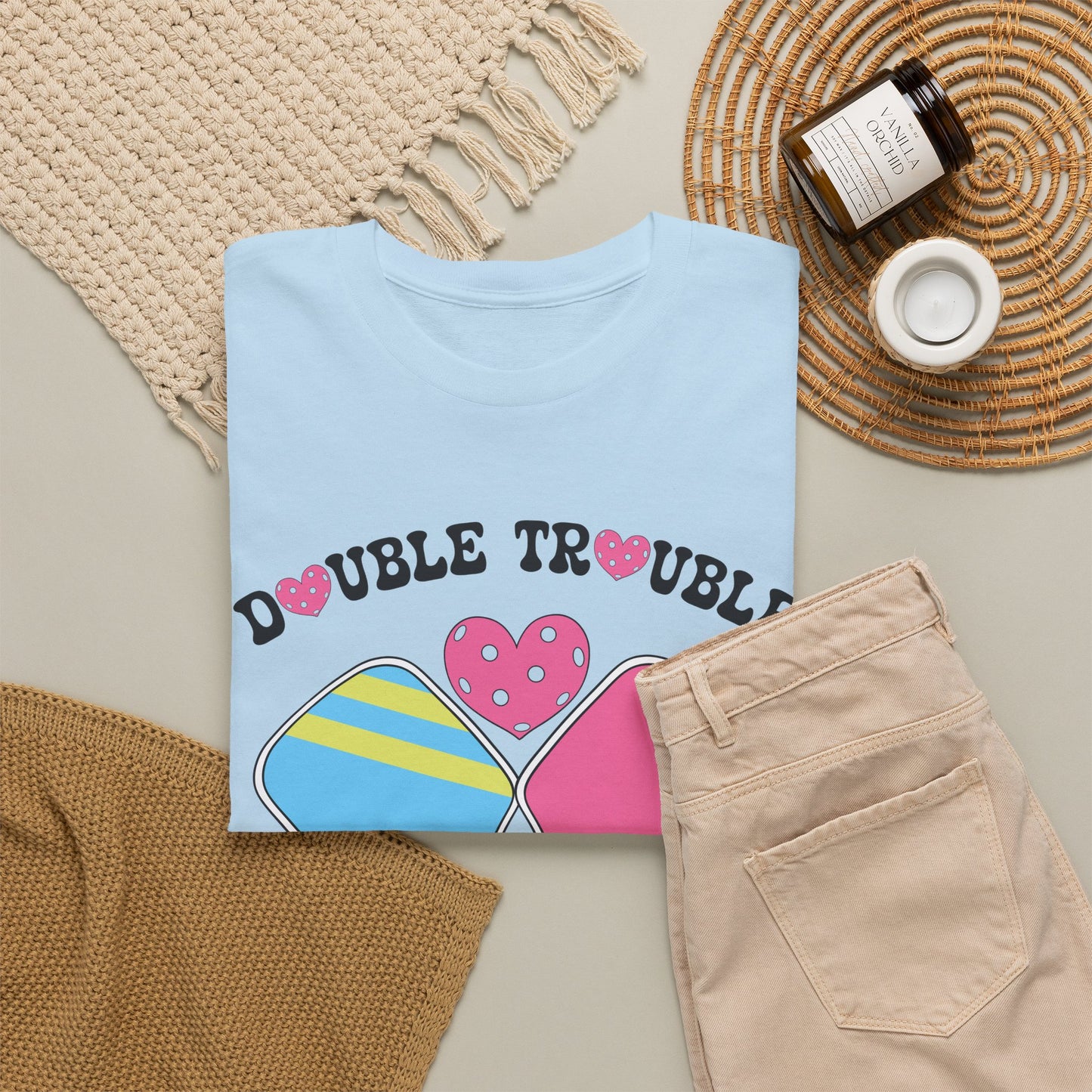 Double Trouble Pickleball T Shirt Retro Couple Matching Pink Graphic Design