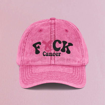 Fuck Cancer Embroidered Breast Cancer Awareness Unisex Distressed Cap Gift Pink