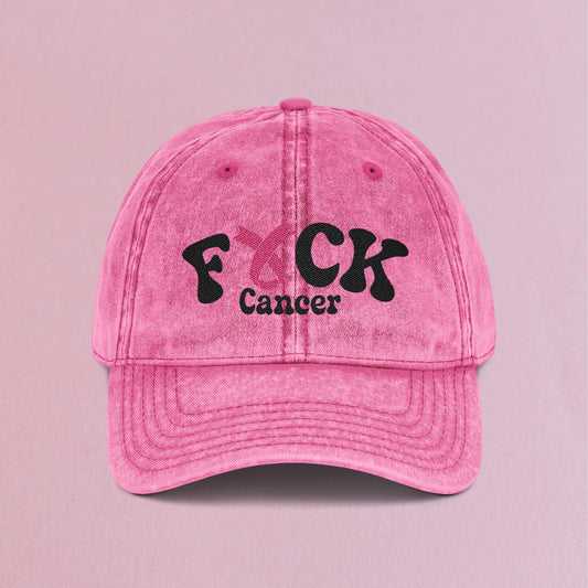 Fuck Cancer Embroidered Breast Cancer Awareness Unisex Distressed Cap Gift Pink