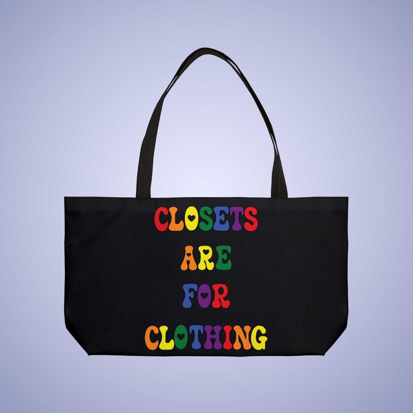 LGBT or LGBTQ Pride Month Weekender Large Beach Bag Tote Black