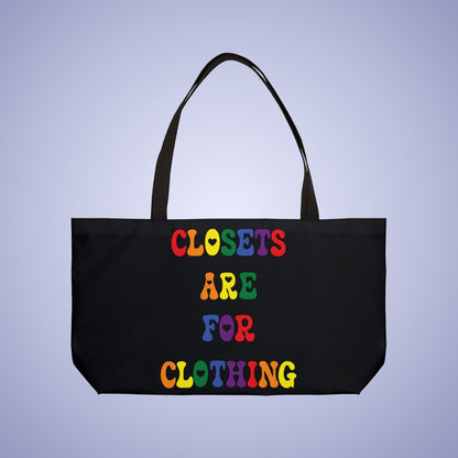 LGBT or LGBTQ Pride Month Weekender Large Beach Bag Tote Black