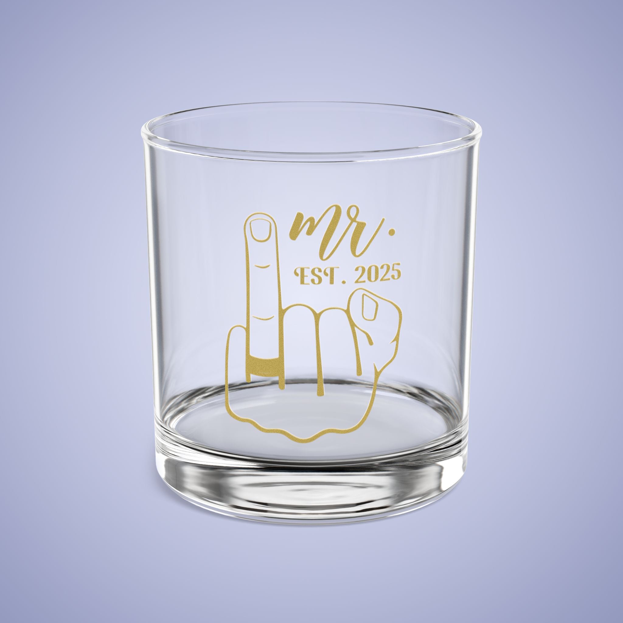 MR Est 2025 Personalized Engagement Rocks Glass Gold
