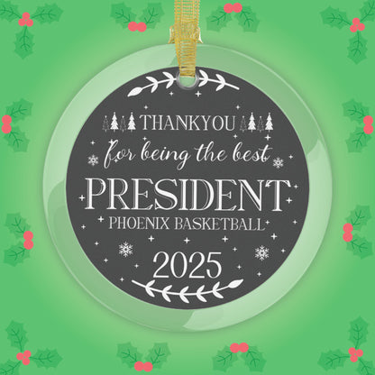 Thankyou for Being the Best President Personalized Sport Club Glass Ornament Gift