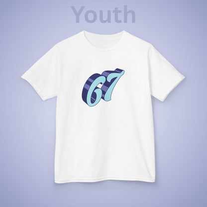 Blue Word Art 67 Tee Fun Trending Kids Cotton T Shirt Six Seven Youth