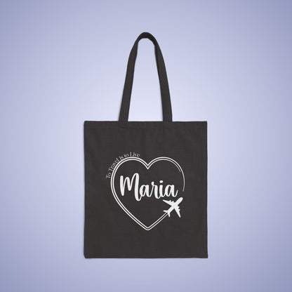 Travel Healthy Motivational Personalized Graduation Gift Black Cotton Canvas Tote Bag