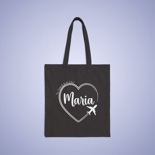 Travel Healthy Motivational Personalized Graduation Gift Black Cotton Canvas Tote Bag