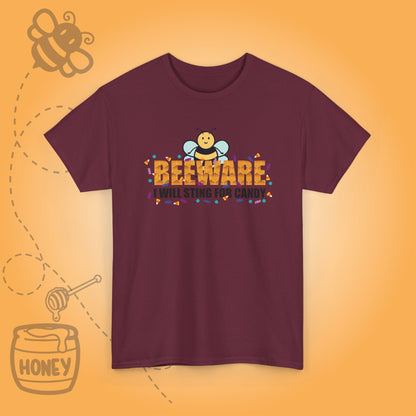 Beeware I Will Sting for Candy Sweet As Honey Funny Halloween Bee Lover Design Unisex T Shirt