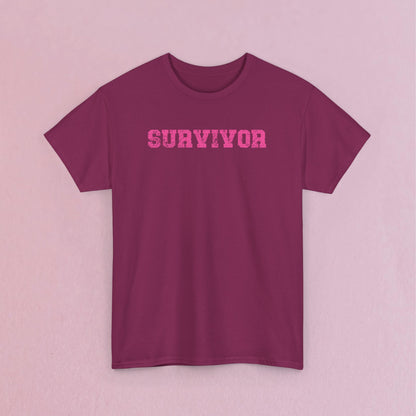 Grunge Text Breast Cancer Survivor Unisex T Shirt