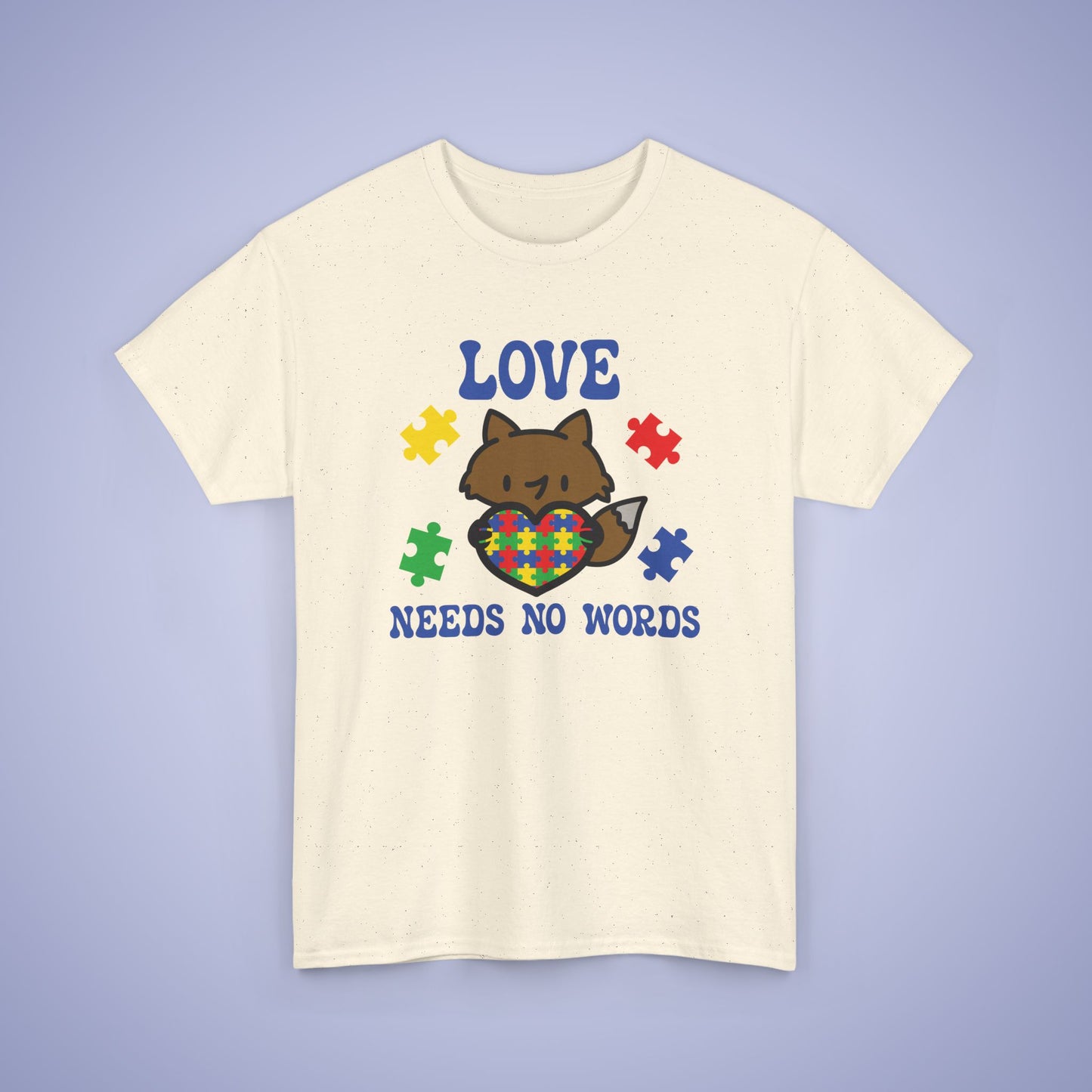 Fox Puzzle Heart Graphic Love Needs No Words Autism Awareness Unisex T Shirt