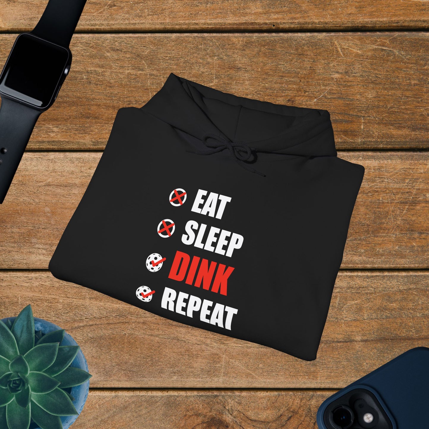 Eat Sleep Dink Repeat Pickleball Hoodie | Funny Pickleball Lover Gift White Version