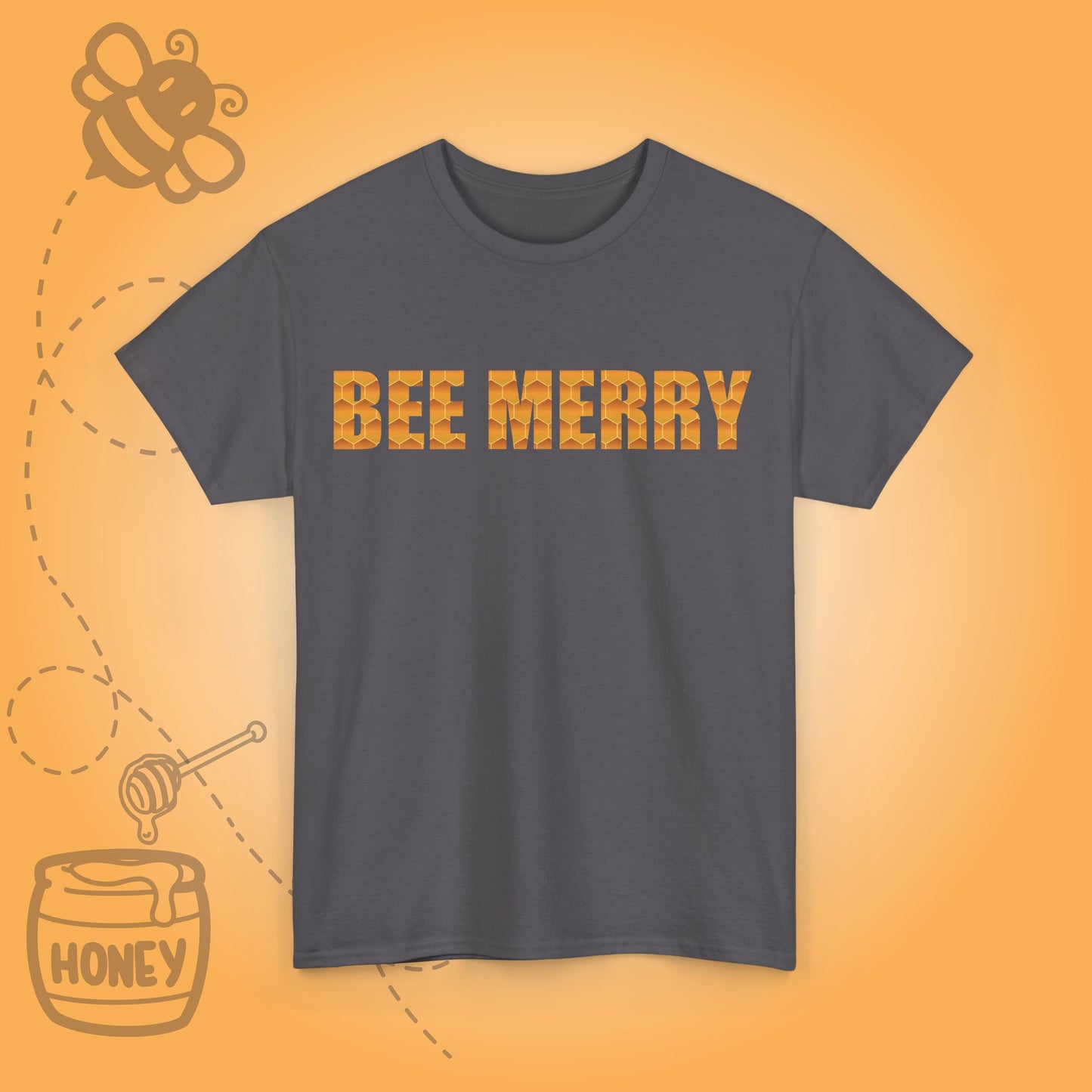 Bee Merry Sweet As Honey Honeycomb Word Art Design Unisex Tshirt