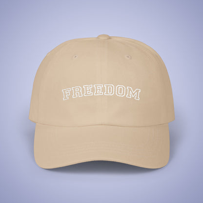 Freedom Embroidered Classic Dad Cap Unisex White Embroidery