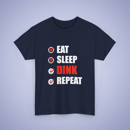 Eat Sleep Dink Repeat Funny Pickleball T Shirt White Text Design