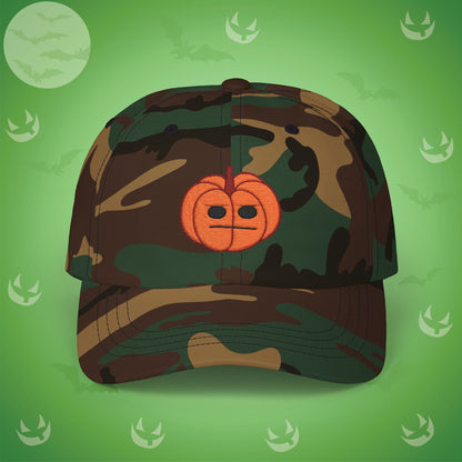 Embroidered Jackolantern Annoyed Face Halloween Pumpkin Dad Cap Unisex