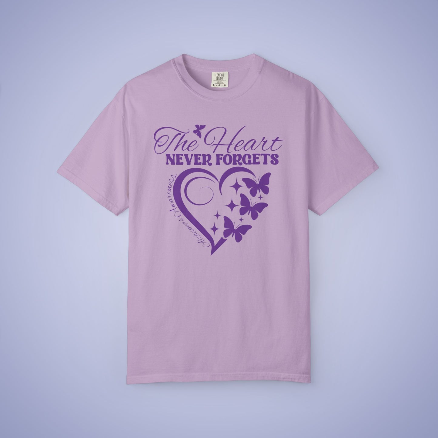 The Heart Never Forgets Alzheimers Awareness Comfort Colors T Shirt Unisex