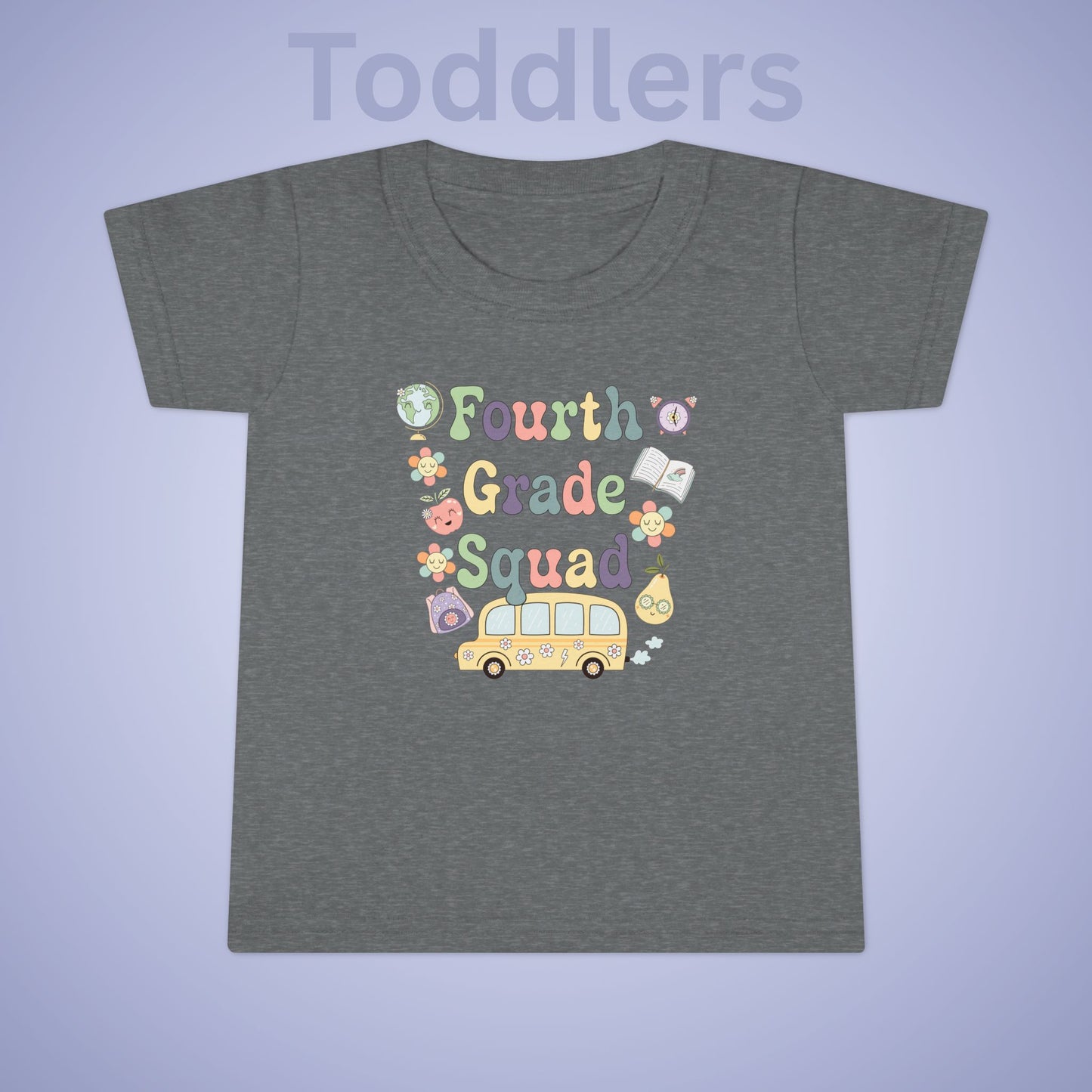 Fourth Grade Squad Fun Retro Kids Cotton T Shirt Back To School Toddler