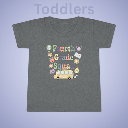 Fourth Grade Squad Fun Retro Kids Cotton T Shirt Back To School Toddler
