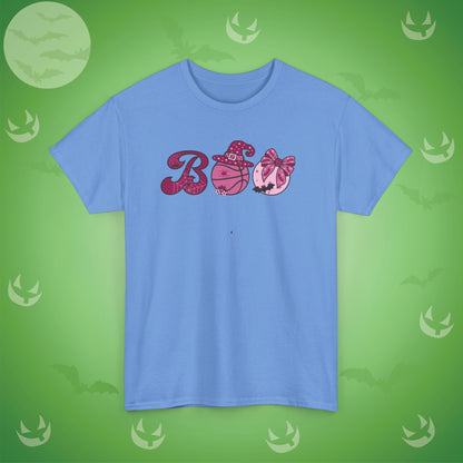 Basketball BOO T-Shirt | Girly Coquette Halloween Design