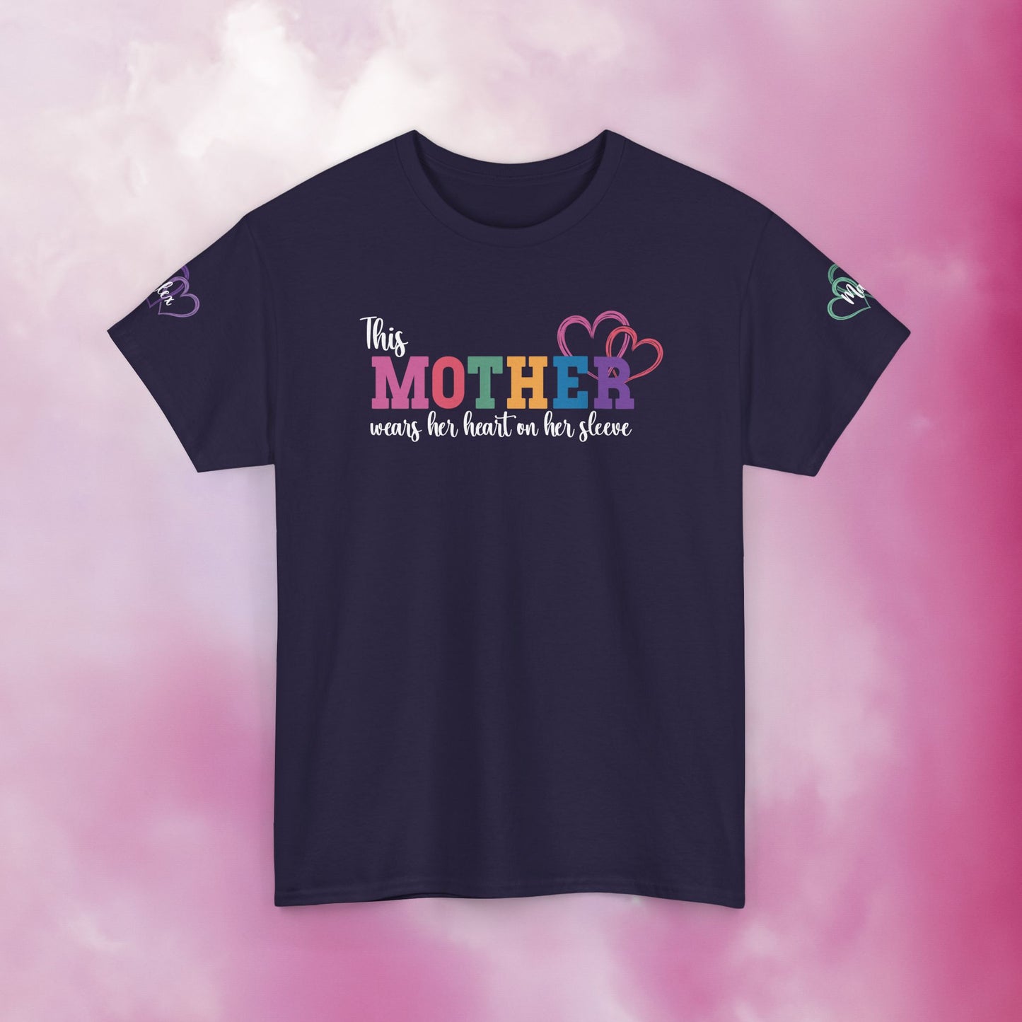 This Mother Wears Her Heart on Her Sleeve White Personalized Mothers Day Gift T Shirt