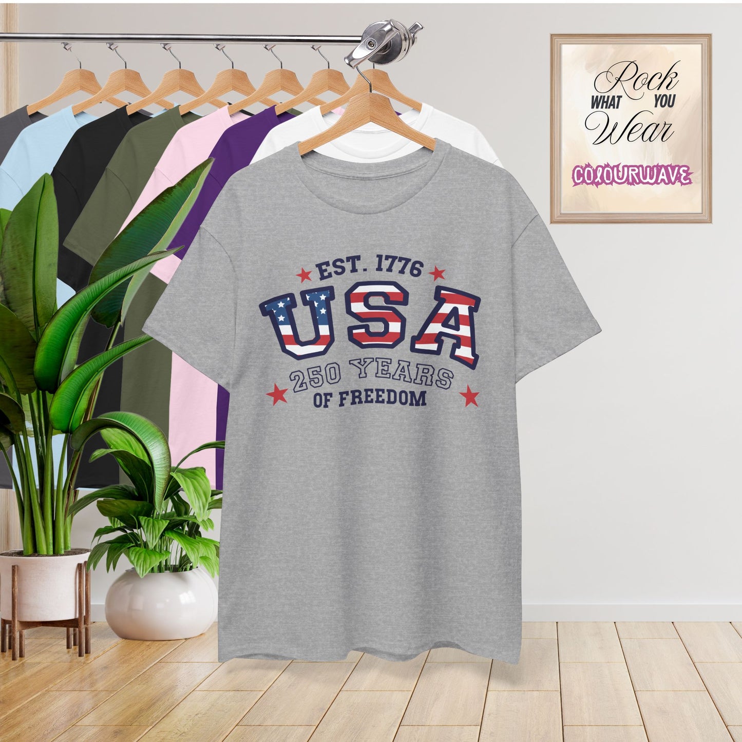 USA Word Art 250 Years of Freedom Silhouette Style USA Celebration Unisex T Shirt