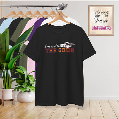 Im With THE GRUB Couple Matching T-Shirt | Skeleton Halloween Design