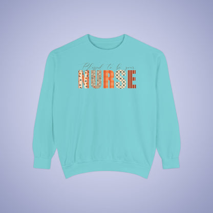 Blessed to be Your Nurse White Thanksgiving Patterned Word Art Comfort Sweatshirt Unisex