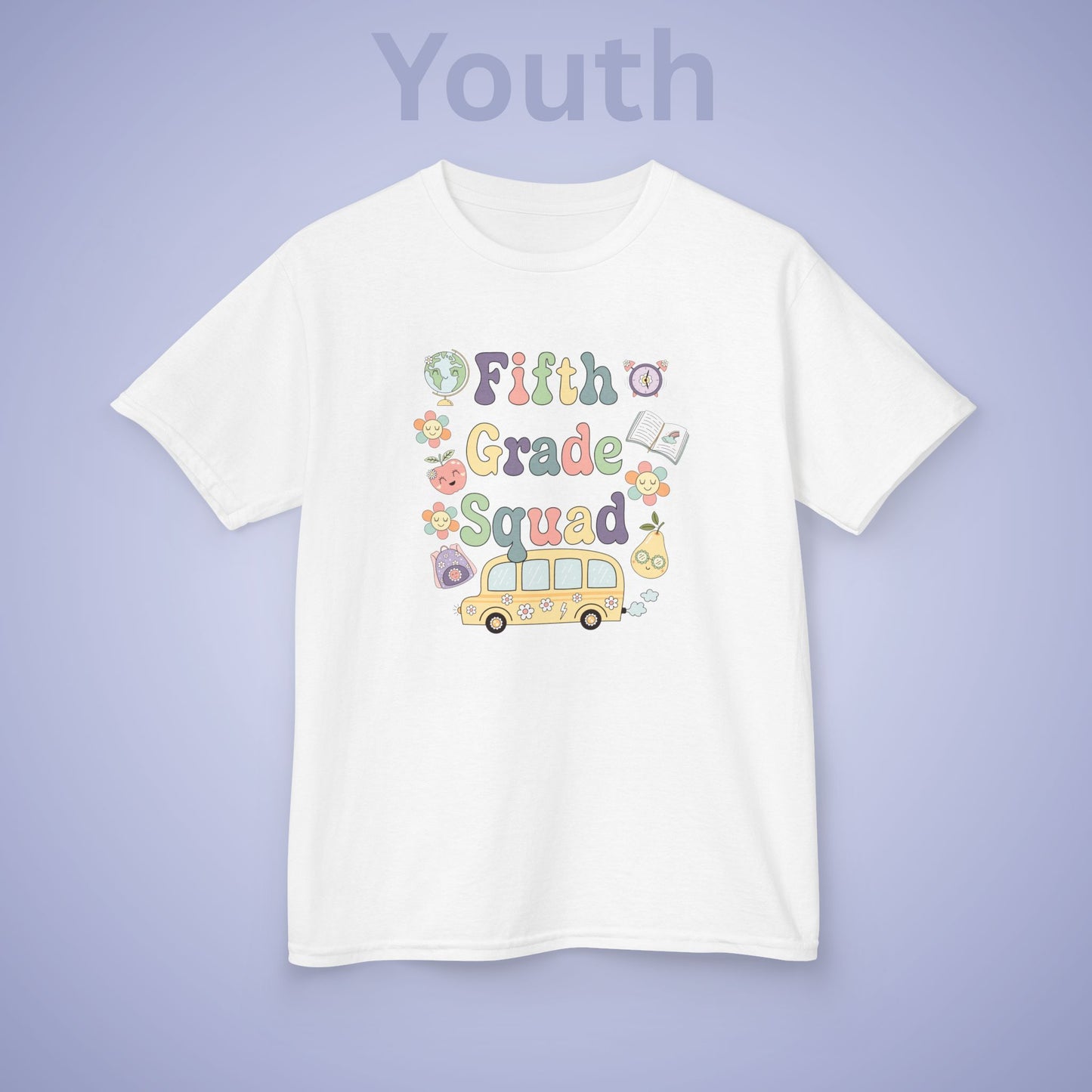 Fifth Grade Squad Retro Fun Kids Cotton T Shirt Back To School Youth