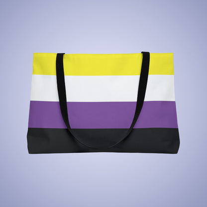 Non Binary Pride Month Weekender Large Beach Bag Tote