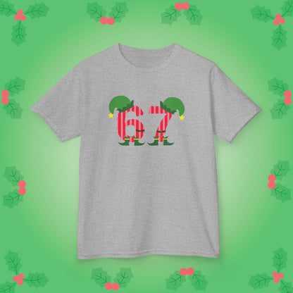 Elf Patterned Text Christmas 67 Tee Fun Trending Kids Cotton T Shirt Six Seven Youth